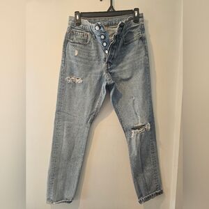 Levi’s 501 Skinny Jeans Distressed Light Wash Button Fly W26 L28